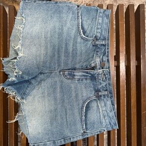 BDG Light Blue Distressed High-Rise Denim Shorts